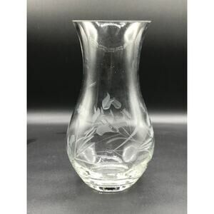 Princess House - Etched Tulips 10” Tall  x 5.5" Vase